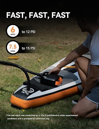 AIRBANK Mini Pompa d'Aria Elettrica per SUP PUFFER Pro, Ricaricabile, Automatica a Doppio Stadio per Gommone Gonfiabile, Wing Foil & Kite, Materasso - Ysert