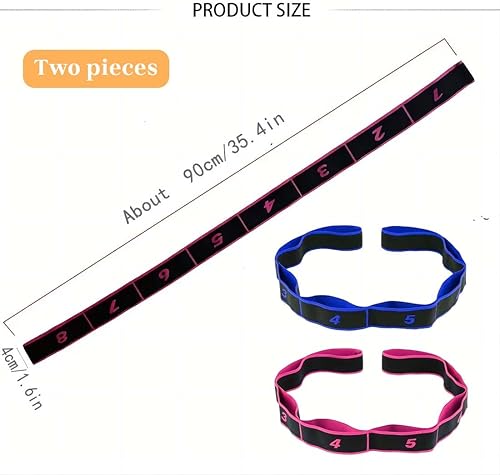 2 Pezzi Elastico Fasce di Resistenza, Yoga Stretching Band, Elastico Fasce di Resistenza per Pilates, Fitness, Stretching, Allenamento, Danza,Cinghia regolabile per yoga - Ysert