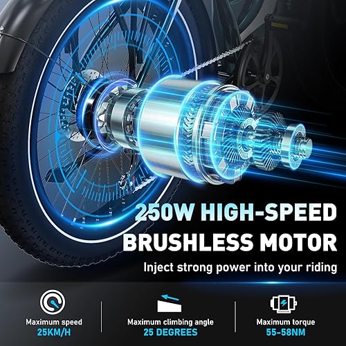 bicicletta elettrica, mountain bike con pneumatici grassi 26 * 4.0, motore brushless ad alta velocità da 250W, batteria integrata da 48V 13AH, bicicletta elettrica adatta agli adulti - Ysert