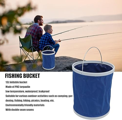 Secchio da Pesca Pieghevole con Manico, Secchio Pieghevole da Esterno da 11 Litri con Manico Contenitore per Acqua da Campeggio Leggero Multifunzionale per Campeggio Viaggiare Picnic - Ysert