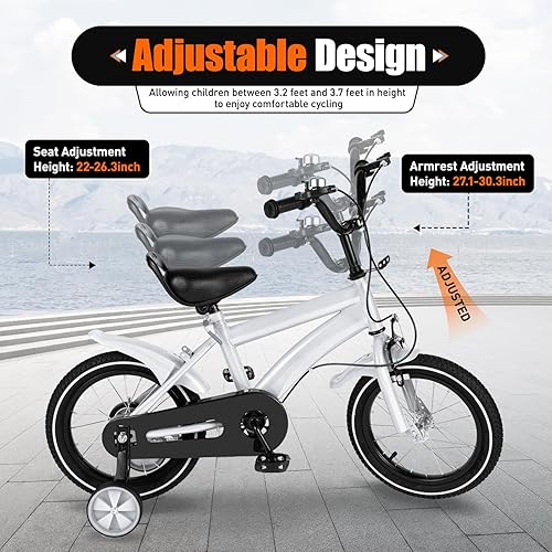 SHZICMY 14' 16' bicicletta bambini bici ragazzi e ragazze bici con ruote di allenamento e campana, regalo per ragazze e ragazzi per 3-8 anni - Ysert
