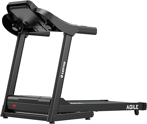 LOTTO Agile,Tapis roulant elettrico pieghevole, max 2.5 CV,max.100kg,Bluetooth,Spax/Kinomap/Zwift,inclinazione automatica,computer LED,1-10 km/h,120x40 cm, 12 programmi, chiave di sicurezza - Ysert