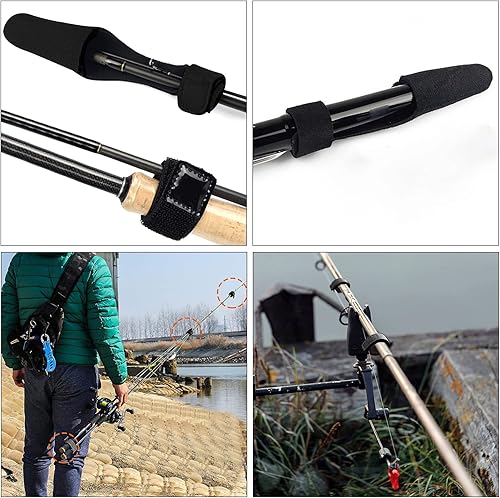 8 Pezzi Cintura per Canna da Pesca Elastica, Elastiche per Canne da Pesca,Cinghie Canna da Pesca,Custodia Protettiva per Canna da Pesca,Anti-Skid Autoadesivo Regolabile Accessori per La Pesca - Ysert