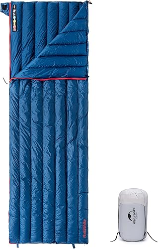 Naturehike 800FP Sacco a pelo ultraleggero da campeggio invernale in piuma d'anatra Sacco a pelo impermeabile in piuma per adulto 200×80cm Da -10 ℃ a 6 ℃ Può essere giuntato Unisex-Blu Navy - Ysert