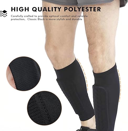 6 Pizze di Calzettoni Parastinchi Anti-Scivolo per Calcio – Alta Qualità, per Bambini e Adulti, Nero - Ysert