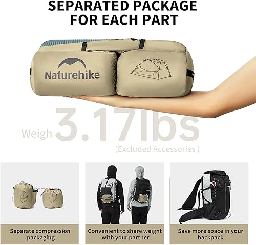 Naturehike Star River UL Tenda da Zaino Compatta 2 Persone Tenda da Campeggio Ultraleggera Doppio Strato Impermeabile Antipioggia per Escursioni all'Aperto Festival - Ysert