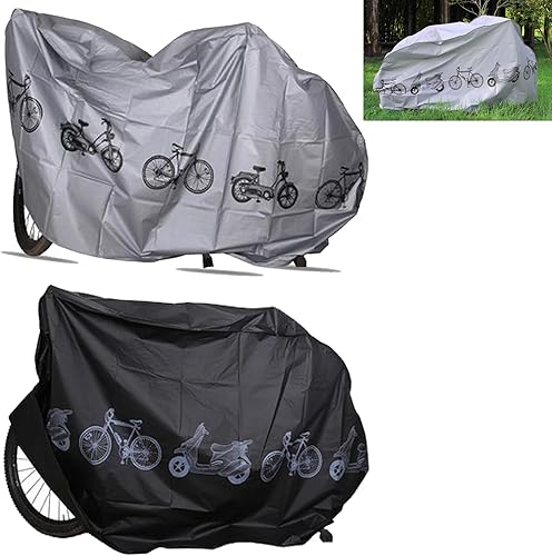 Copribici Bici Impermeabile,Telo Copri Bicicletta,Telo Protettivo per Bicicletta,Copri Bicicletta Esterno per Bici,Copertura Biciclette Esterno,Universale Copri Bicicletta da Esterno,2PC,Nero e Grigio - Ysert