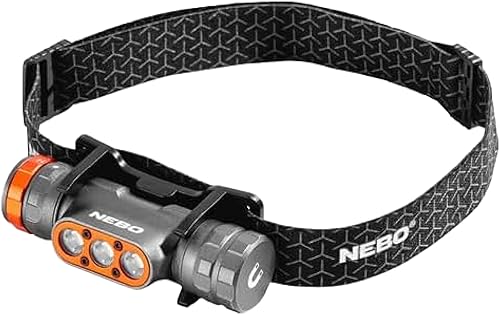 NEBO Transcend 1500 - Torcia frontale ricaricabile USB-C - Accessori per campeggio ed escursionismo - Lampada per corsa e sport all'aperto - Ysert