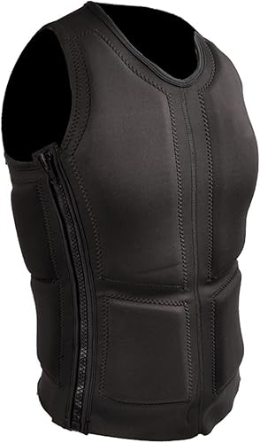 Giubbotto di Salvataggio anticollisione, Gilet da Nuoto Leggero in Neoprene per Adulti, Giubbotto di Salvataggio ad Alta galleggiabilità per Kayak, Surf(Black,L) - Ysert