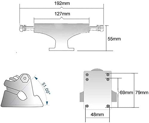 5 'Skateboard Trucks Piccolo Fish Board Staffa In Lega di Alluminio Skateboard Bridge, Guarnizione Ponte Chiodo Set Unisex Adulto Pro Skate Trucks - Ysert