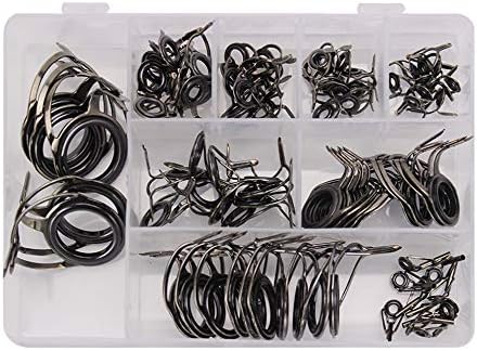 Guide per canne da Pesca Kit di Riparazione per canne da Pesca Casting Rod Spinning Lure Casting Guide Guida in Carbonio in Acciaio Inossidabile ceramico 85 Pezzi per Scatola - Ysert
