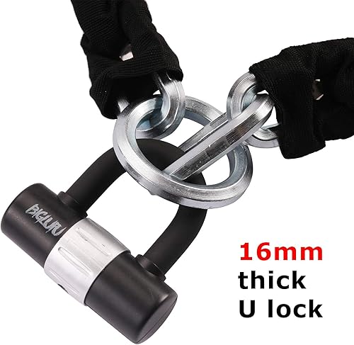 BIGLUFU Lucchetto Bici Catena Bicicletta Antifurto 120cm12mm,Con u lock e 4 tasti, Catena di Blocco Zinco Rinforzato Resistente, per Biciclette, Motocicli, Scooter, Cancelli (120cm 3kg) - Ysert