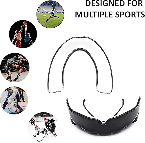 Paradenti in gomma – paradenti professionale per sport di contatto, rugby, arti marziali, karate, rugby, MMA, boxe, hockey, calcio flessibile per giovani e adult (White/Black, Adult(+12)) - Ysert