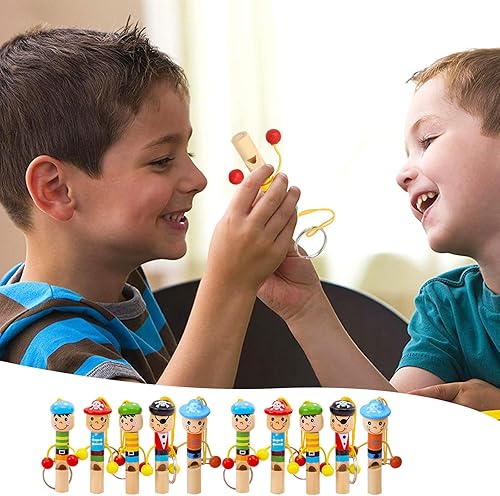 Fischietto Bambini,Yiyifor 10 Pezzo Fischietto per Bambini in Legno,Fischietti Compleanno Bambini,Strumento per Imparare la Musica dei Bambini,per Riunioni,Giochi,Intrattenimento,Festival - Ysert