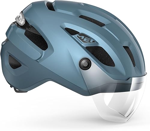 Casco E-Bike da Città MET Intercity MIPS - Sicuro, con Ampia Visiera Regolabile e Protettiva, Luce USB, Confortevole - Ysert