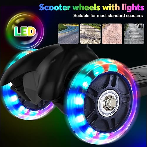 2 PCS Ruote Luminose LED, 100 mm Ruote Luminose per Monopattino Ruote Luminose per Scooter con Cuscinetti ABEC-9 per Tutti i Tipi di Scooter con Pneumatici da 100 mm - Ysert