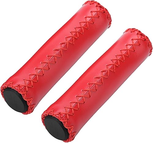 Manopole per Bici Marroni Manopole per Bici in Pelle Marrone Pu Sponge 1 Paio Manopole per Manubrio Bici Cucite a Mano Pu Manubrio per Bicicletta con Tappo (Marrone) - Ysert