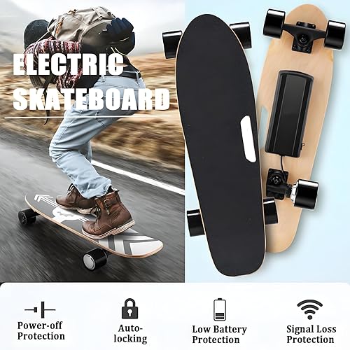 ErShangMao Skateboard Elettrico Portatile Cruiser - Longboard Elettrico Leggero con Telecomando, velocità Massima 15 Km/Autonomia 8 Km | per Principianti, Adolescenti E Adulti - Ysert