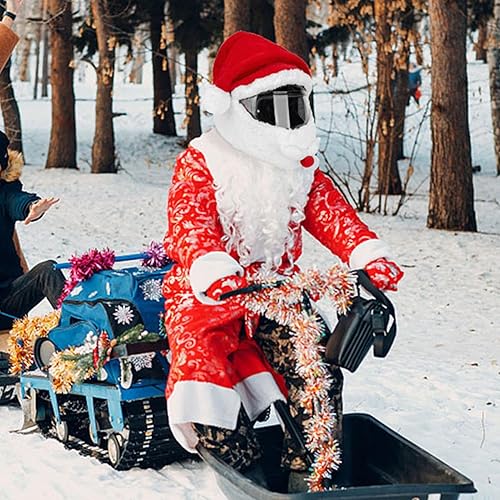 Umiocns Copricapo per moto, divertente copricapo in peluche con guanti natalizi, copricapo natalizio per moto, decorazione per cappelli per uomini e donne - Ysert