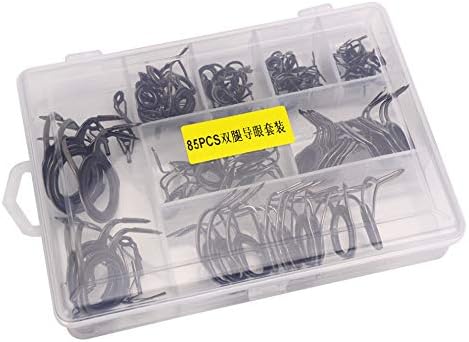 Guide per canne da Pesca Kit di Riparazione per canne da Pesca Casting Rod Spinning Lure Casting Guide Guida in Carbonio in Acciaio Inossidabile ceramico 85 Pezzi per Scatola - Ysert
