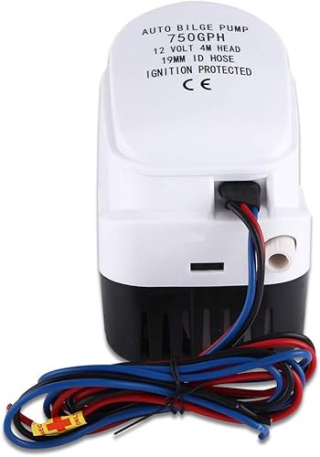 Pompa di Sentina Automatica 12V 750GPH Sommergibile Completamente Automatica con Interruttore a Galleggiante, Pompa di Sentina per Barche con Albero in Acciaio Inossidabile, - Ysert