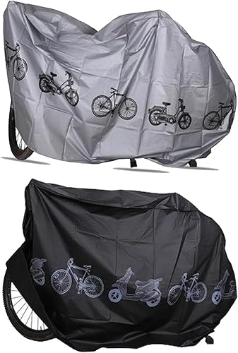 Copribici Bici Impermeabile,Telo Copri Bicicletta,Telo Protettivo per Bicicletta,Copri Bicicletta Esterno per Bici,Copertura Biciclette Esterno,Universale Copri Bicicletta da Esterno,2PC,Nero e Grigio - Ysert
