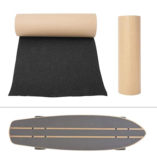 Foglio di nastro adesivo per skateboard da 9 'x 33', carta vetrata nera per scooter antiscivolo e traspirante per rollerboard, scale, pistola, pedale, pistola, sedia a rotelle, gradini - Ysert