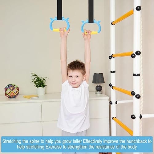 Set di anelli da ginnastica per bambini, per la casa, per bambini, anelli da ginnastica, anelli da ginnastica, anelli da ginnastica, anelli da allenamento, cinghie regolabili, anelli da allenamento - Ysert