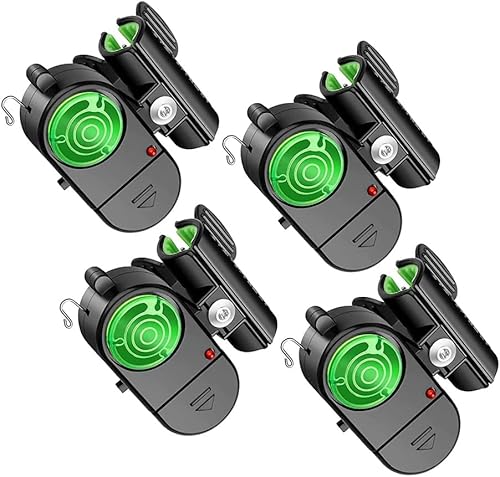 Indicatore di pesca a 4 pezzi, indicatore di allarme elettronico sensibile, campanello di allarme acustico con luci a LED - Ysert