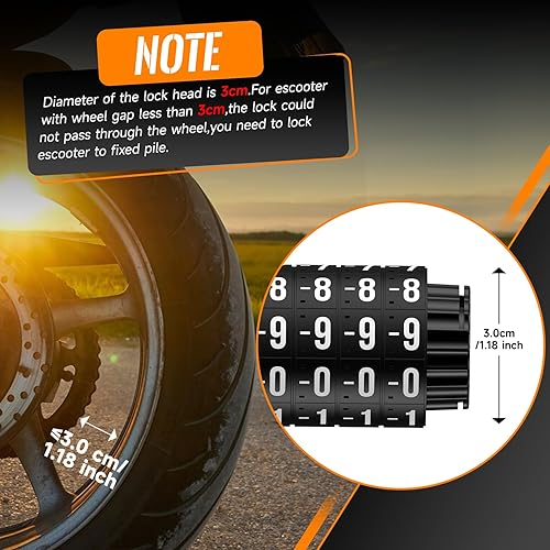 Hiipeak Catena Bici Catena Bicicletta Antifurto, Lucchetto per bicicletta Lucchetto a combinazione, lucchetto a combinazione per bicicletta protezione antifurto lucchetto a catena per bicicletta, moto - Ysert