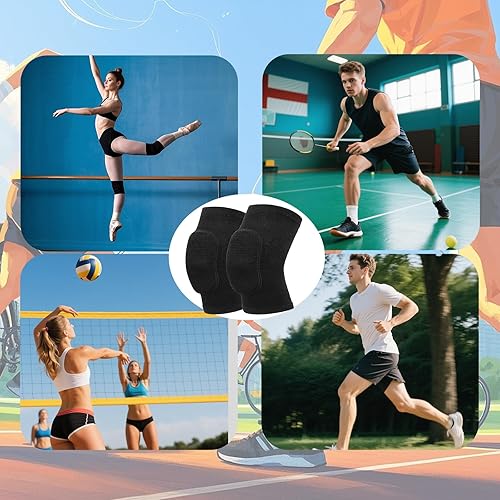 Danza Ginocchiera,1 Paio Ginocchiere Morbide nero, per Pallavolo, Calcio, Pallavolo, Pallacanestro, Arrampicata - Ysert