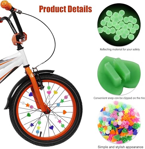 210 pezzi colorati raggi per bicicletta accessori per bambini, perline per raggi per bicicletta per bambini, con raggi riflettenti, decorazioni per raggi di bicicletta, per ragazze e ragazzi - Ysert