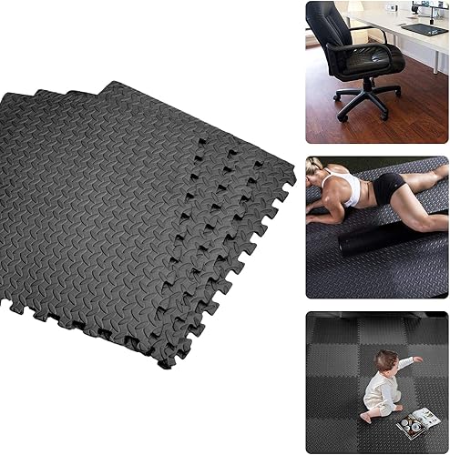 DOOHALO Tappetino per esercizi a puzzle, tappetino protettivo per palestra, 60 x 60 cm, cuscini in gomma antiscivolo, tappetini in schiuma EVA ad incastro per casa, fitness, sport, yoga, allenamento - Ysert