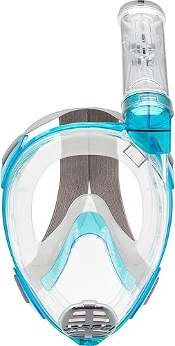 Cressi Baron Full Face Mask, Maschera Snorkeling Integrale Anti Fog Facciale Comfort Valvola Scarico E Dry Gioventù Unisex, Trasparente/Acquamarina, Junior - Ysert
