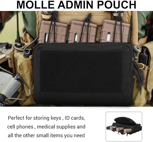 Bustina di amministrazione tattica Mag,Pochette Molle tripla aperta sulla parte superiore con 3 toppe a ganci e fibbie per Mag 223/5.56 - Ysert