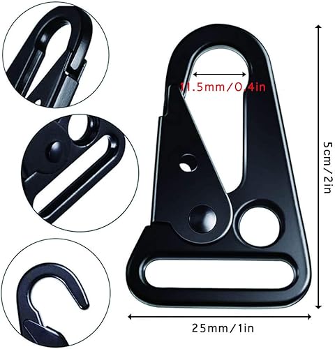 Tattico Moschettone, 12 Pezzi Moschettone in Tessuto, Moschettone Gear, Ganci per Clip Alpinismo, Moschettone Esterno, per Alpinismo, Campeggio, Escursionismo, Caccia, Tiro, Attività All'Aperto (Nero) - Ysert