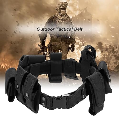 Cintura Poliziotta, Cinturone Tattico Militare, 10 in 1 Cintura Tattica Multifunzionale Marsupio per Esterni, Cintura Tattica Regolabile e Rimovibile, Accessori Cinturone Polizia - Ysert