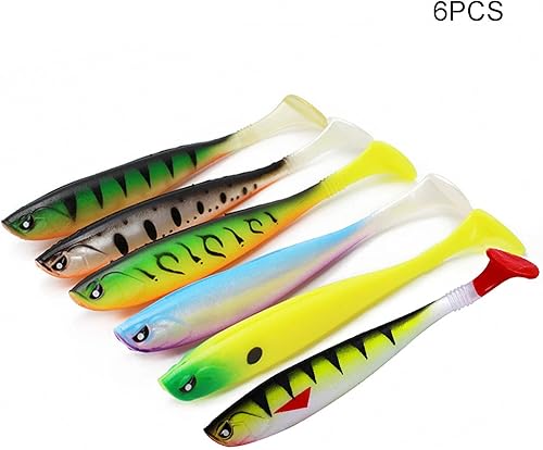 6 Pezzi Pesci in Gomma, Artificiali Esca, Esca da Pesca, Kit di Esche da Pesca per la Pesca di Pesci Predatori - Ysert