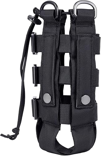 Tattiche Porta Borraccia, Borsa per Borraccia Molle 1,5 L, Porta Borraccia Zaino Tattico, Portabottiglie Tattiche Molle con Coulisse per Campeggio Trekking (Nero) - Ysert