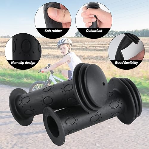 2 Paia Manopole Bici, Maniglie per Bicicletta Bambini, 22mm Manopole Impugnature per Manubrio Biciclette, Manopole Gomma Antiscivolo, Impugnatura per Manubrio Bicicletta Bambini - nero, viola - Ysert