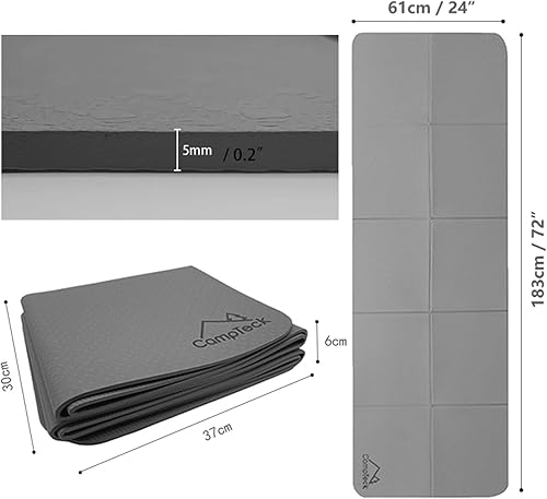 Tappetino Yoga Pieghevole Unisex, Tappetino Fitness, Materassino Yoga Antiscivolo, Yoga Mat da Viaggio (183 x 61 cm Aperto) con Borsa da Trasporto con Coulisse - Ysert